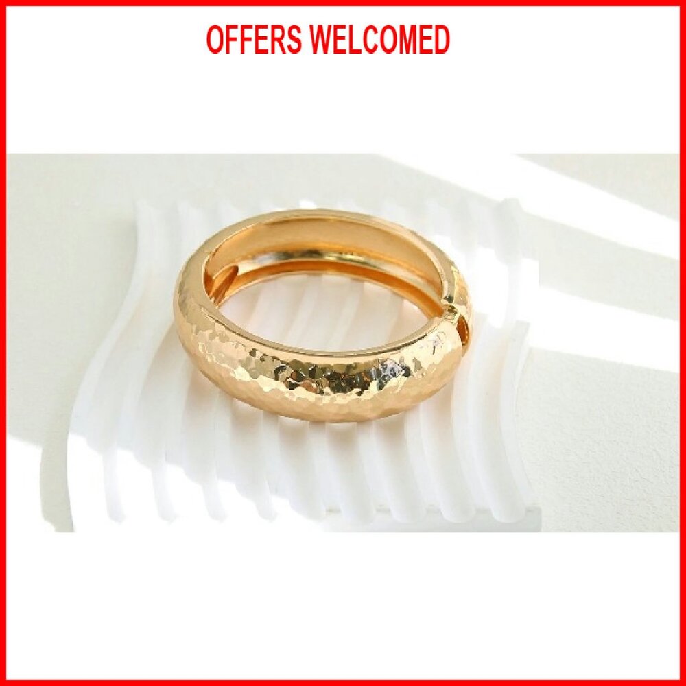 Chunky Gold Bangle Bracelet Statement Jewelry Bra… - image 8